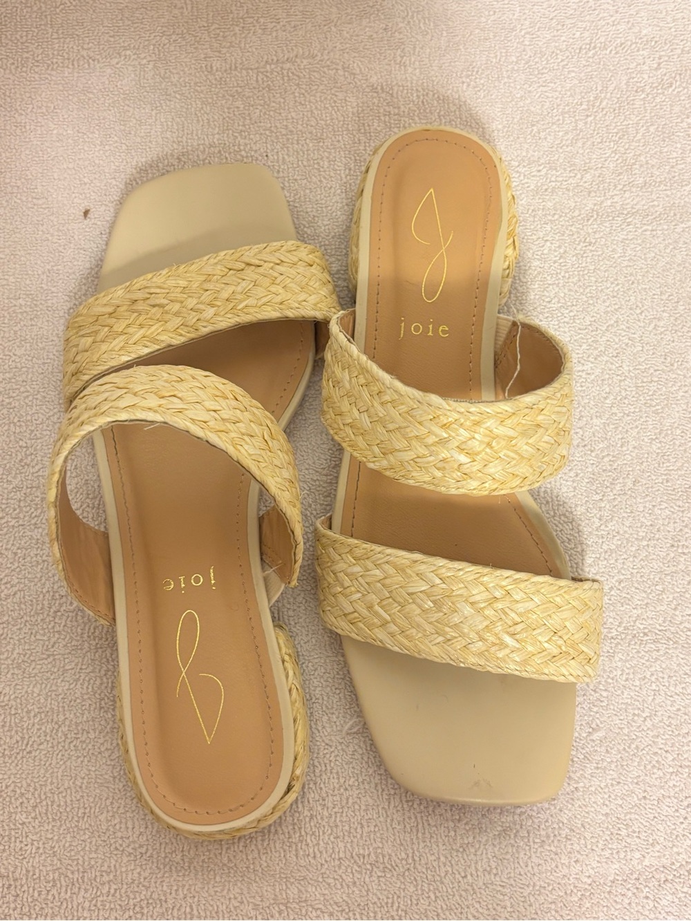 Joie Women’s Tan Braided Double-Strap Slide Sandals